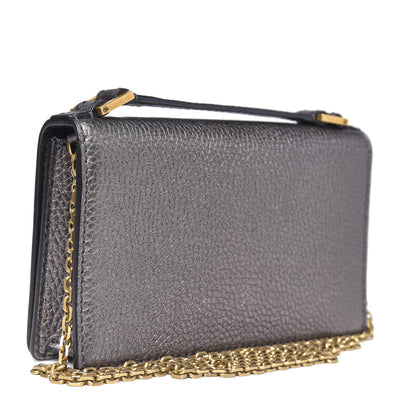 Christian Dior Metallic Grained Calfskin J'adior Clutch Gunmetal 4 of 10