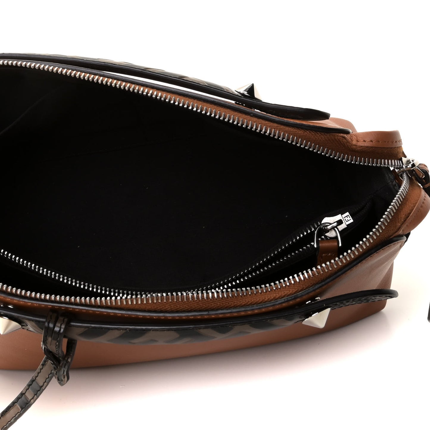 Vitello Dolce Bi-Color FF 1974 Embossed Medium By The Way Boston Bag Brandy Maya Black