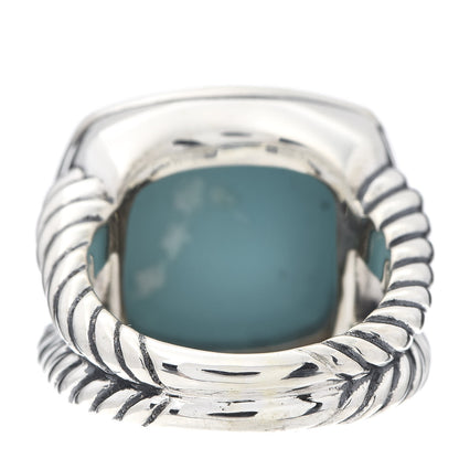 David Yurman Sterling Silver Diamond Reconstituted Turquoise 17mm Albion Ring 57 8 4 of 5
