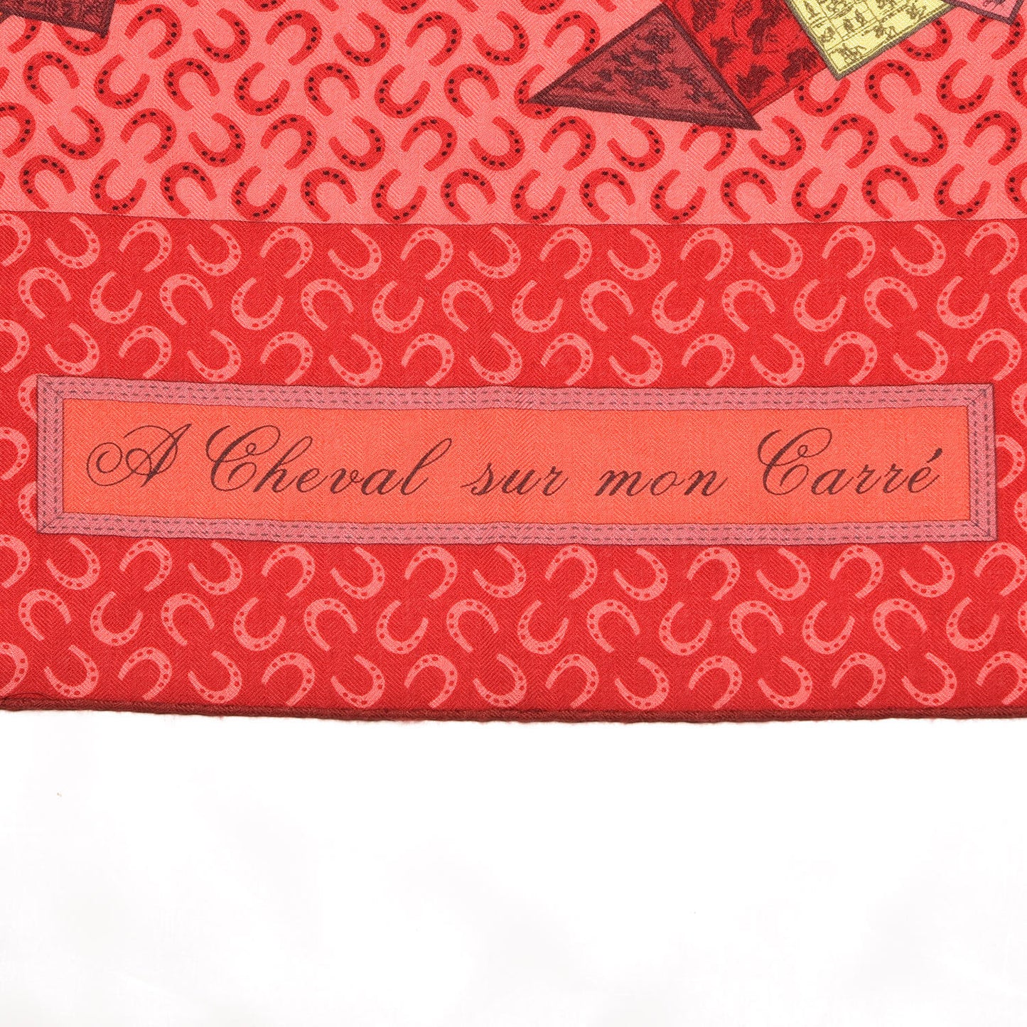 Cashmere Silk A Cheval Sur Mon Carre Shawl 140 Rouge Crevette Bois De Rose