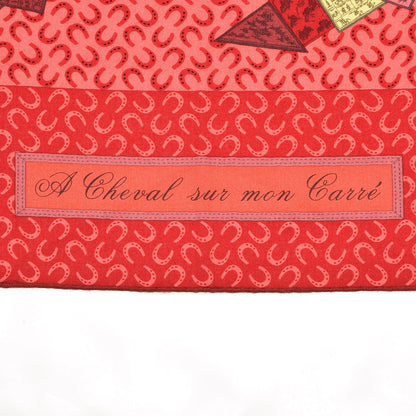 Hermes Cashmere Silk A Cheval Sur Mon Carre Shawl 140 Rouge Crevette Bois De Rose 5 of 6