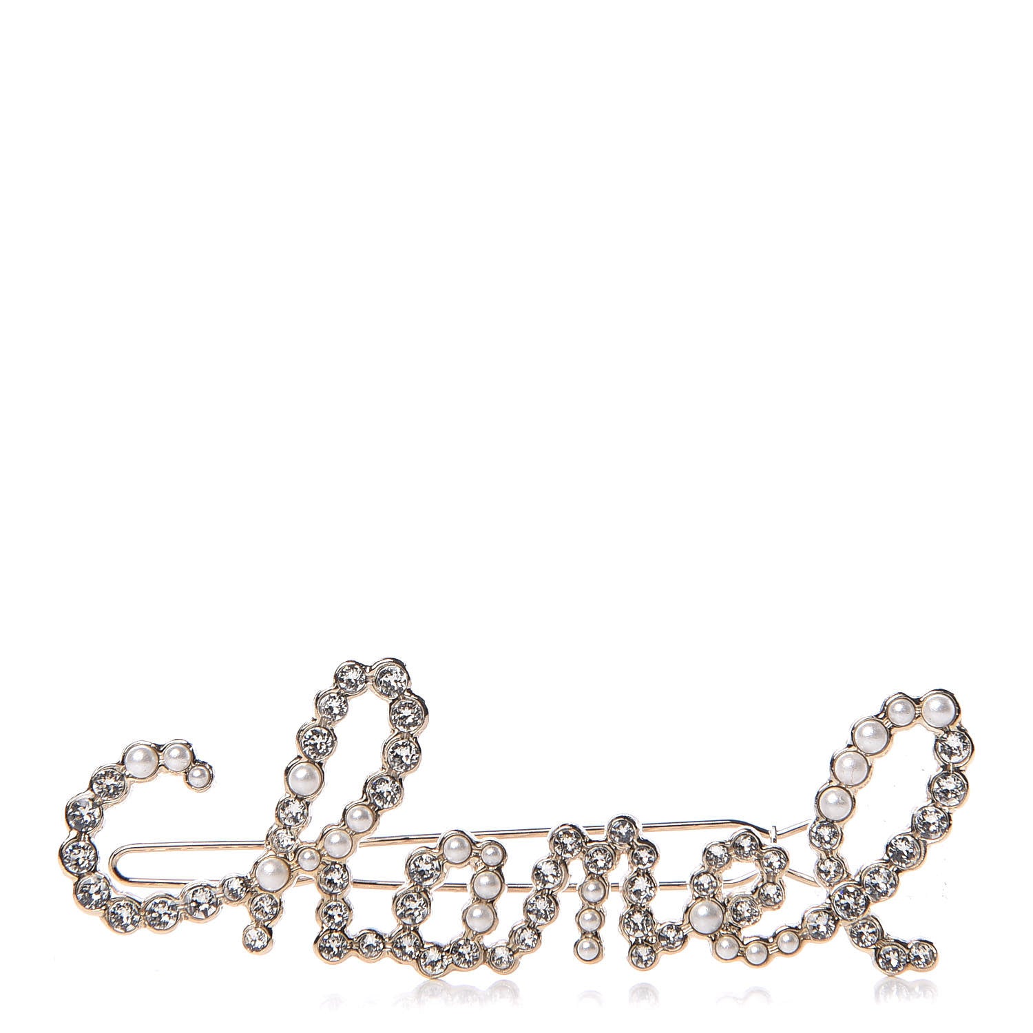 Chanel Metal Glass Swirling Pearls Hair Clip Gold 1 of 5
