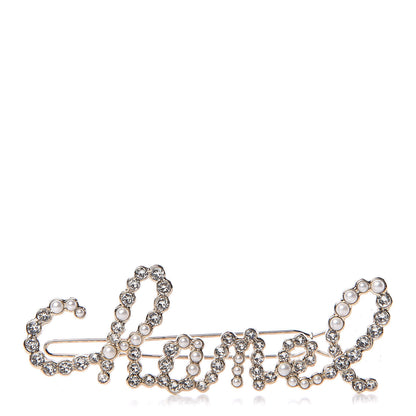 Chanel Metal Glass Swirling Pearls Hair Clip Gold 1 of 5