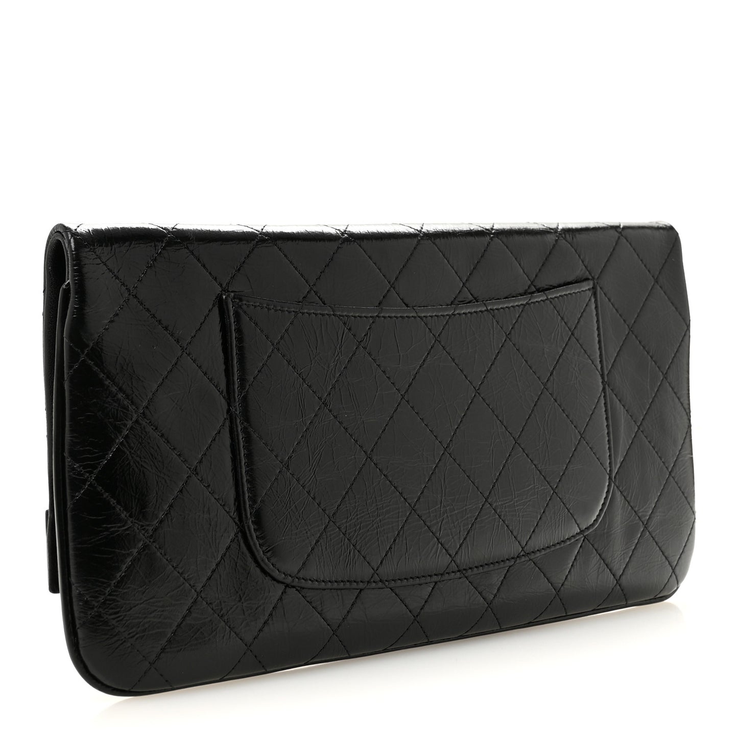 Shiny Crumpled Calfskin Large 31 Pouch Black