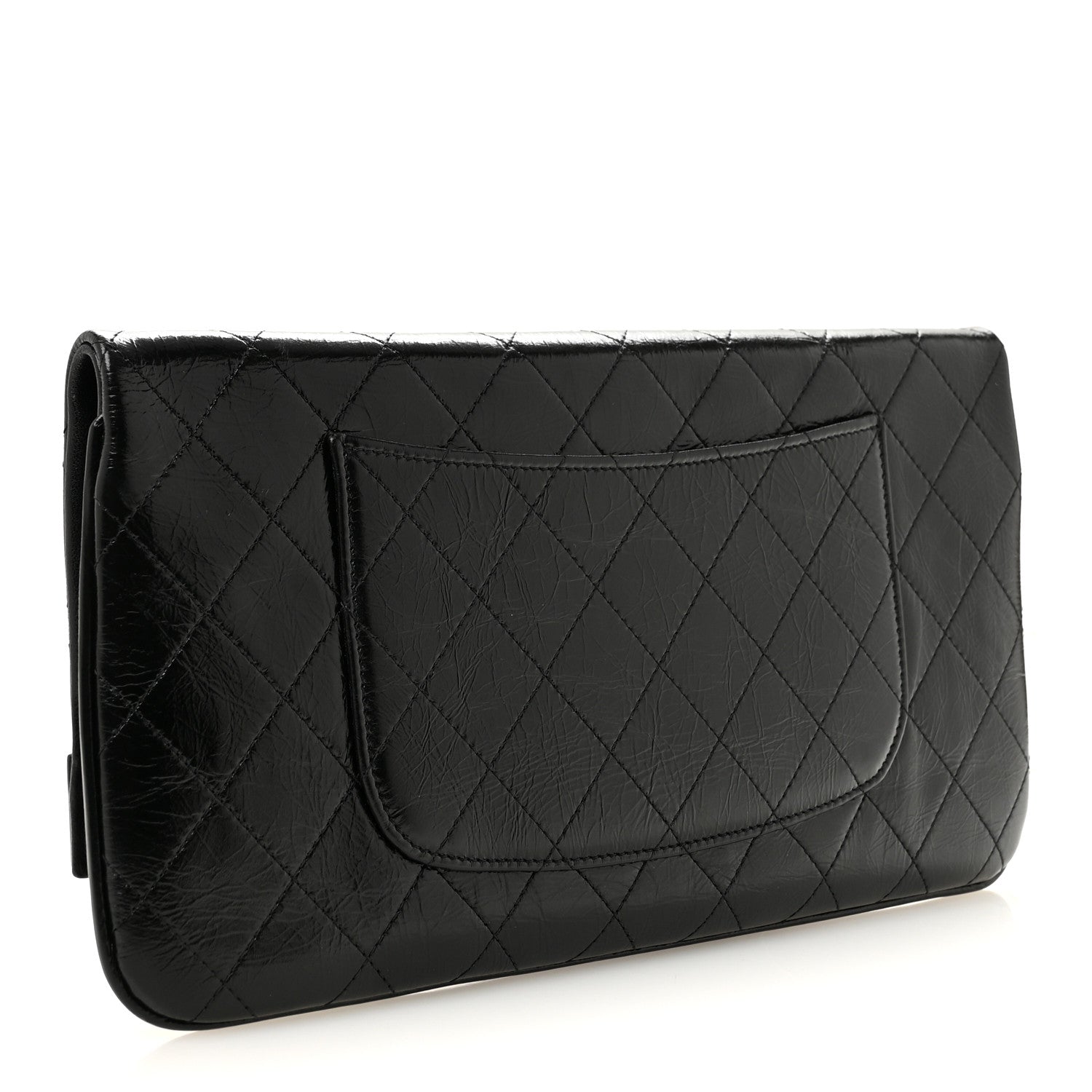 Chanel Shiny Crumpled Calfskin Large 31 Pouch Black 3 of 7