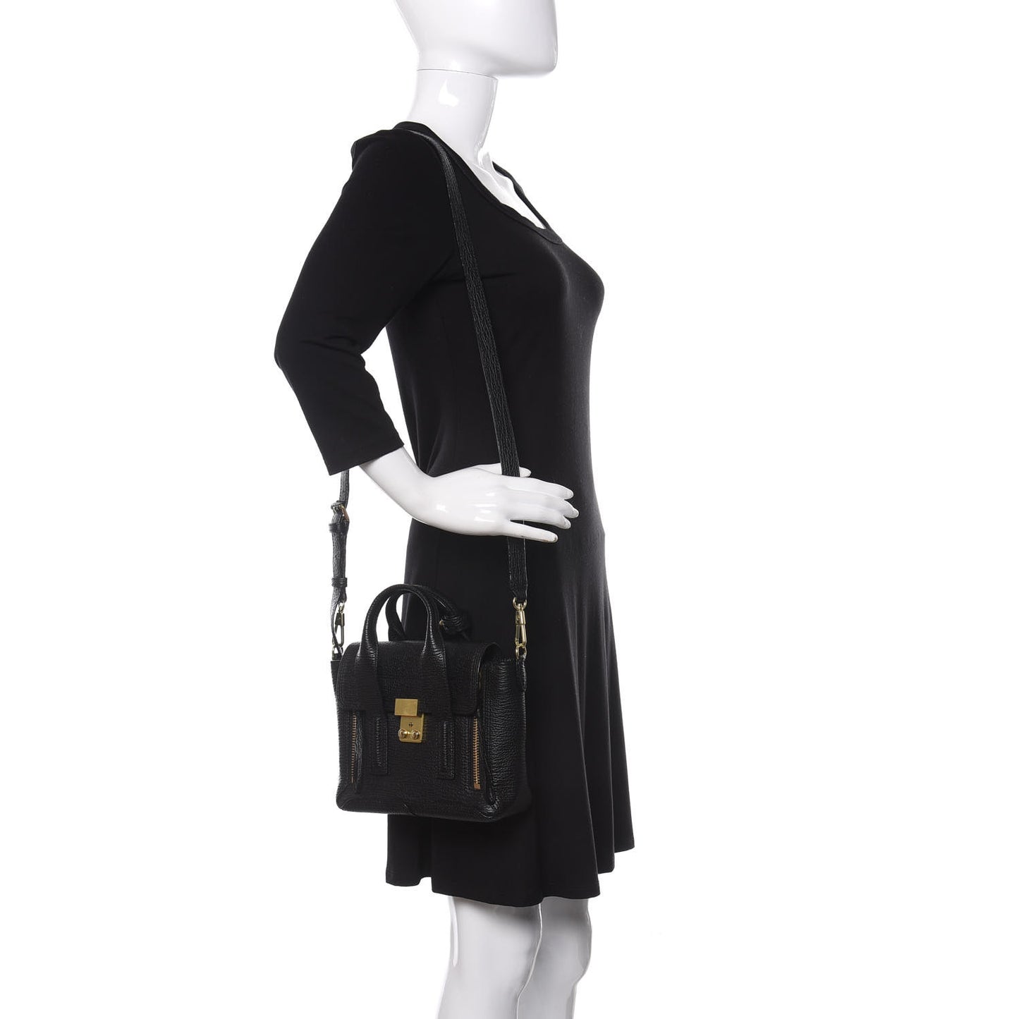 3.1 Textured Calfskin Mini Pashli Satchel Black
