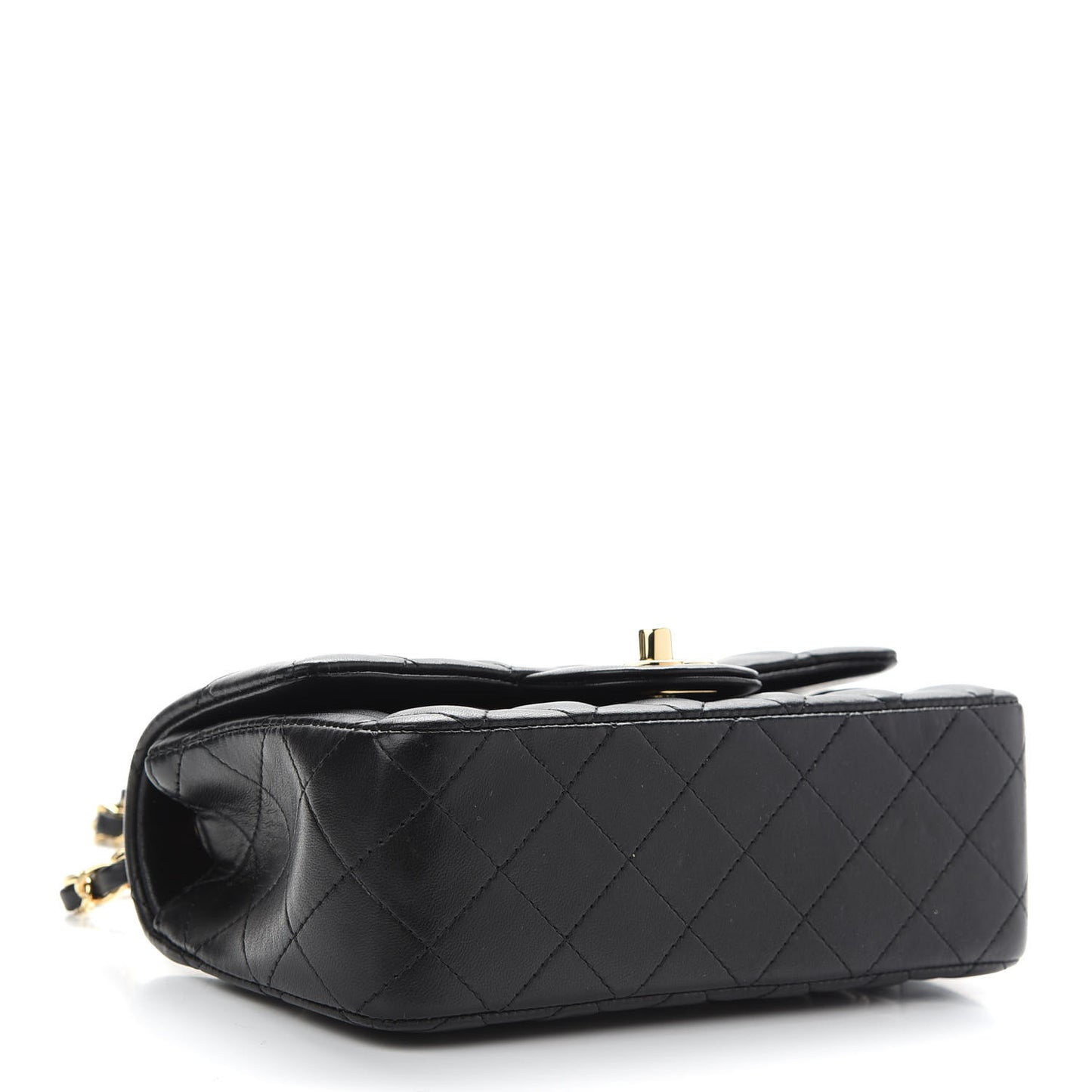 Lambskin Quilted Mini Rectangular Flap Black