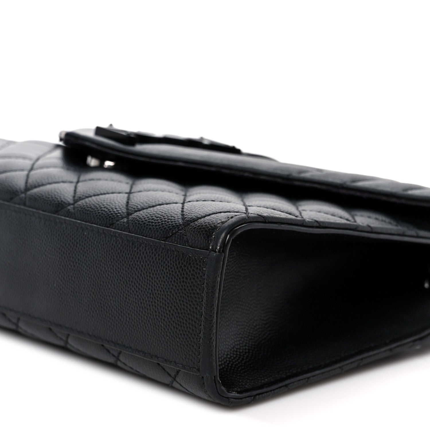 Saint Laurent Grain De Poudre Textured Mixed Matelasse Triquilt Medium Monogram Monochrome Satchel Black 11 of 11