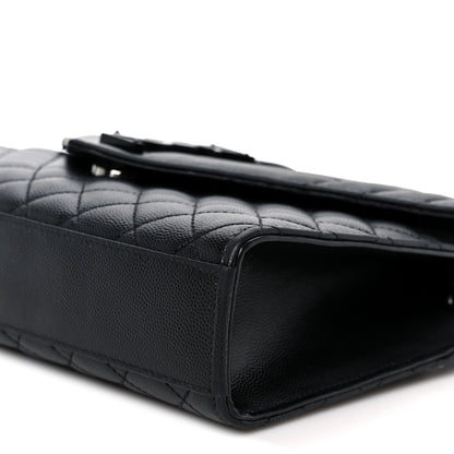 Saint Laurent Grain De Poudre Textured Mixed Matelasse Triquilt Medium Monogram Monochrome Satchel Black 11 of 11