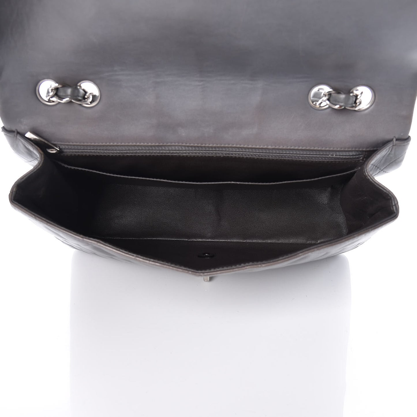 Lambskin Quilted Jumbo Single Flap Grey