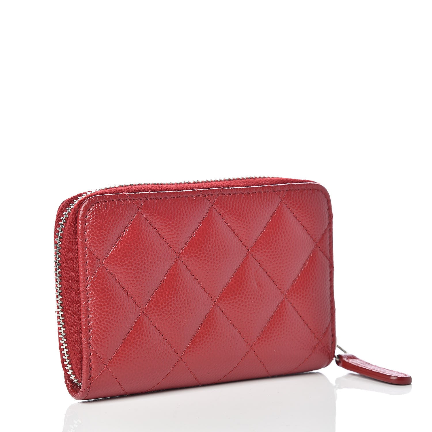 Chanel Caviar Quilted Zip Coin Purse Dark Red 3 of 8
