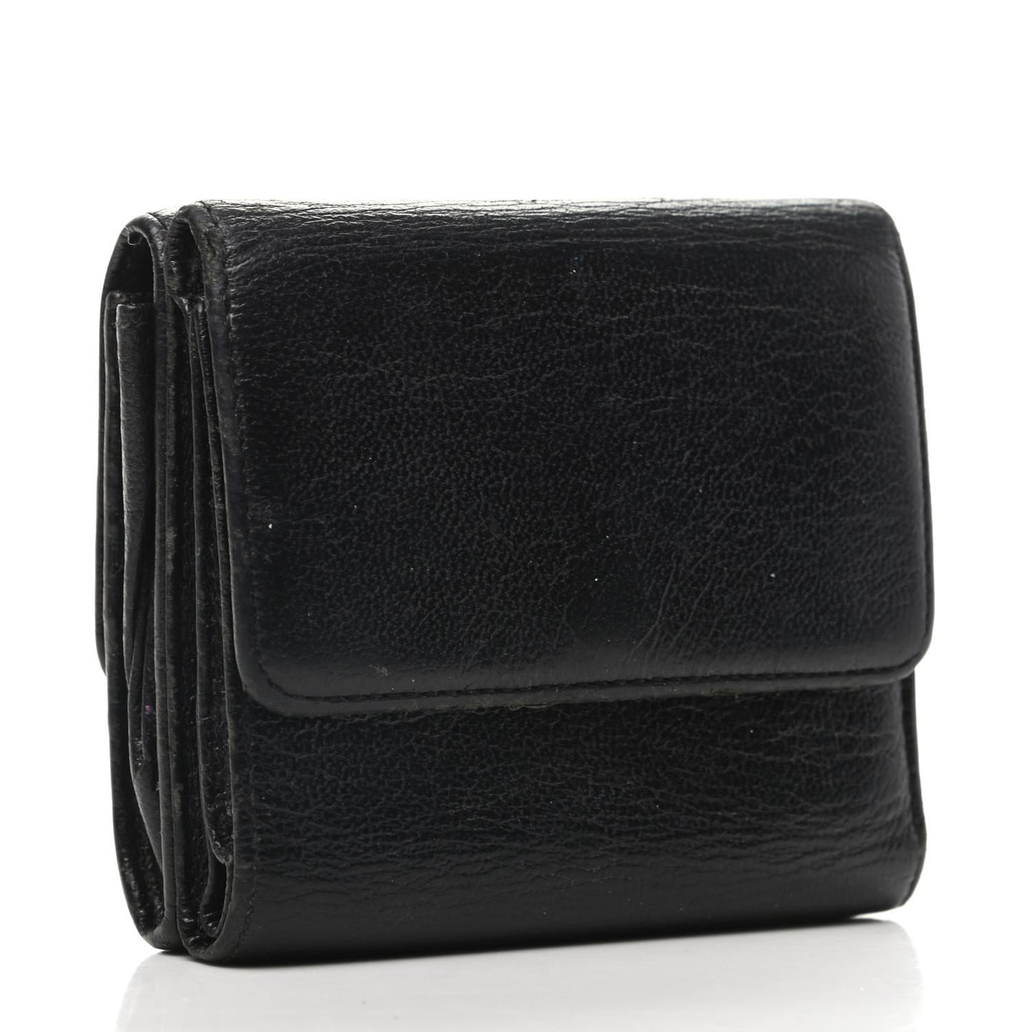 Goatskin Compact Double Sided Wallet Black
