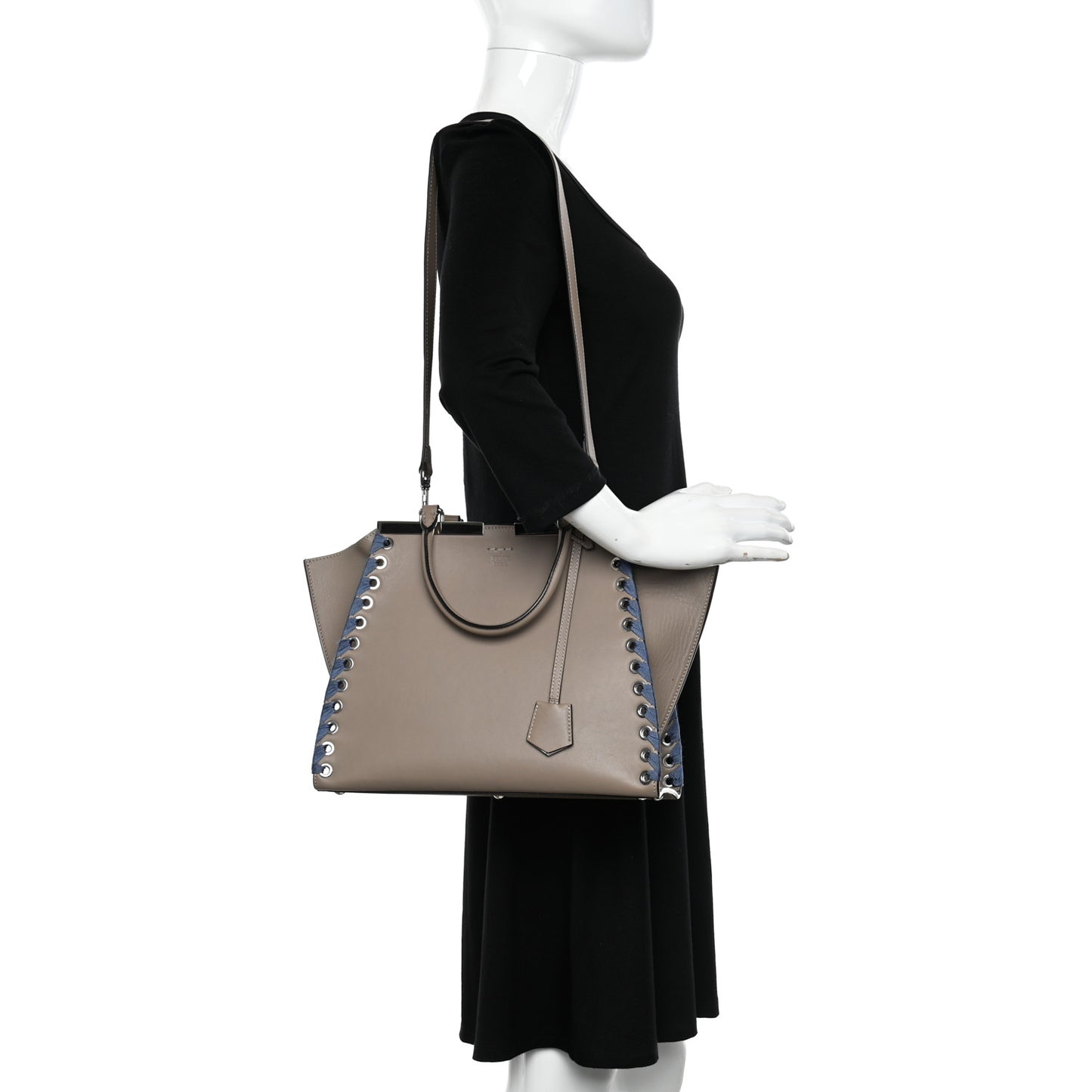 Vitello Dolce Ribbon Lace Up Petite 3Jours Tote Tortora Ceruleo