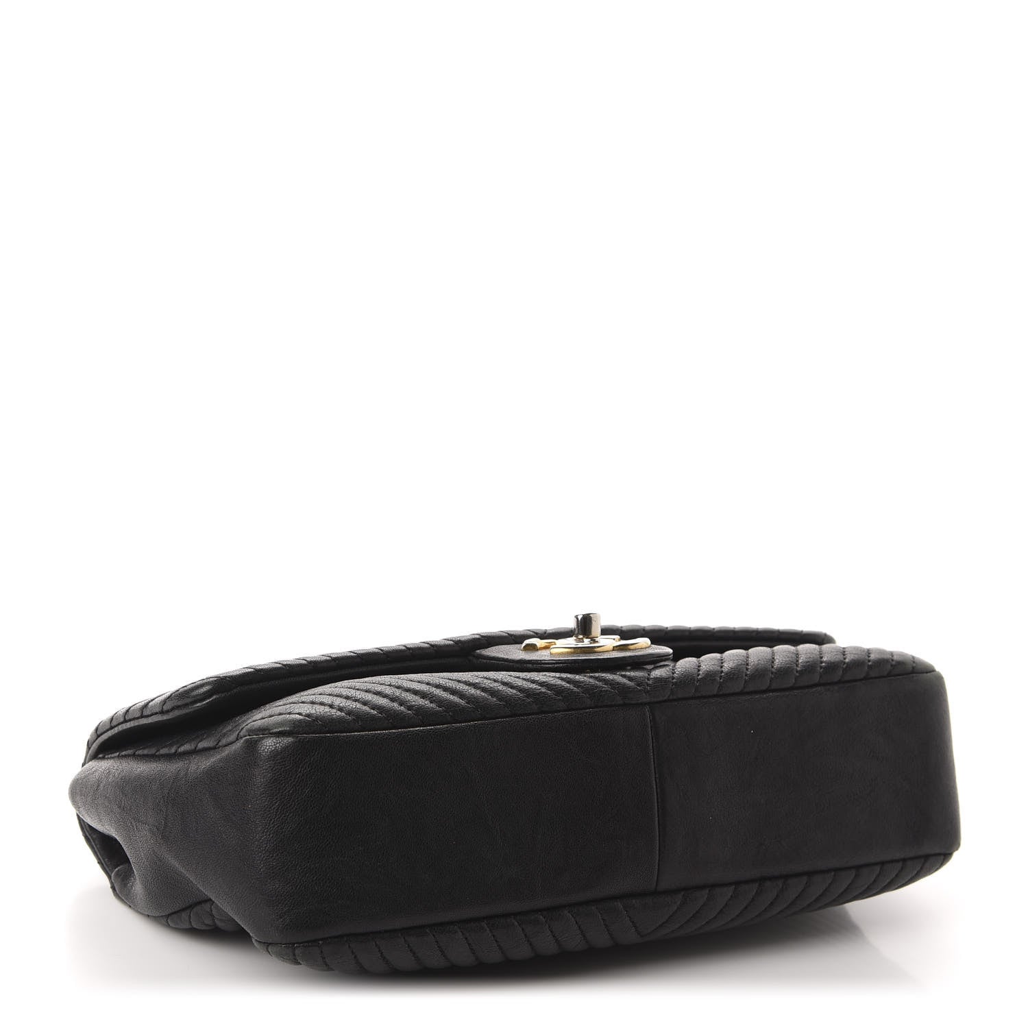 Chanel Calfskin Chevron Quilted Medium Surpique Flap Black 4 of 12