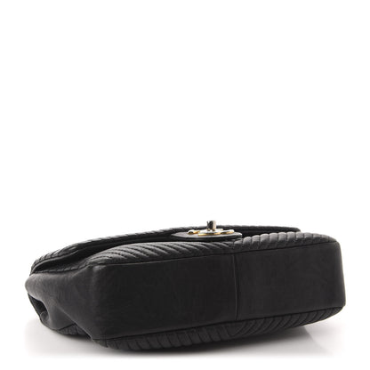 Chanel Calfskin Chevron Quilted Medium Surpique Flap Black 4 of 12