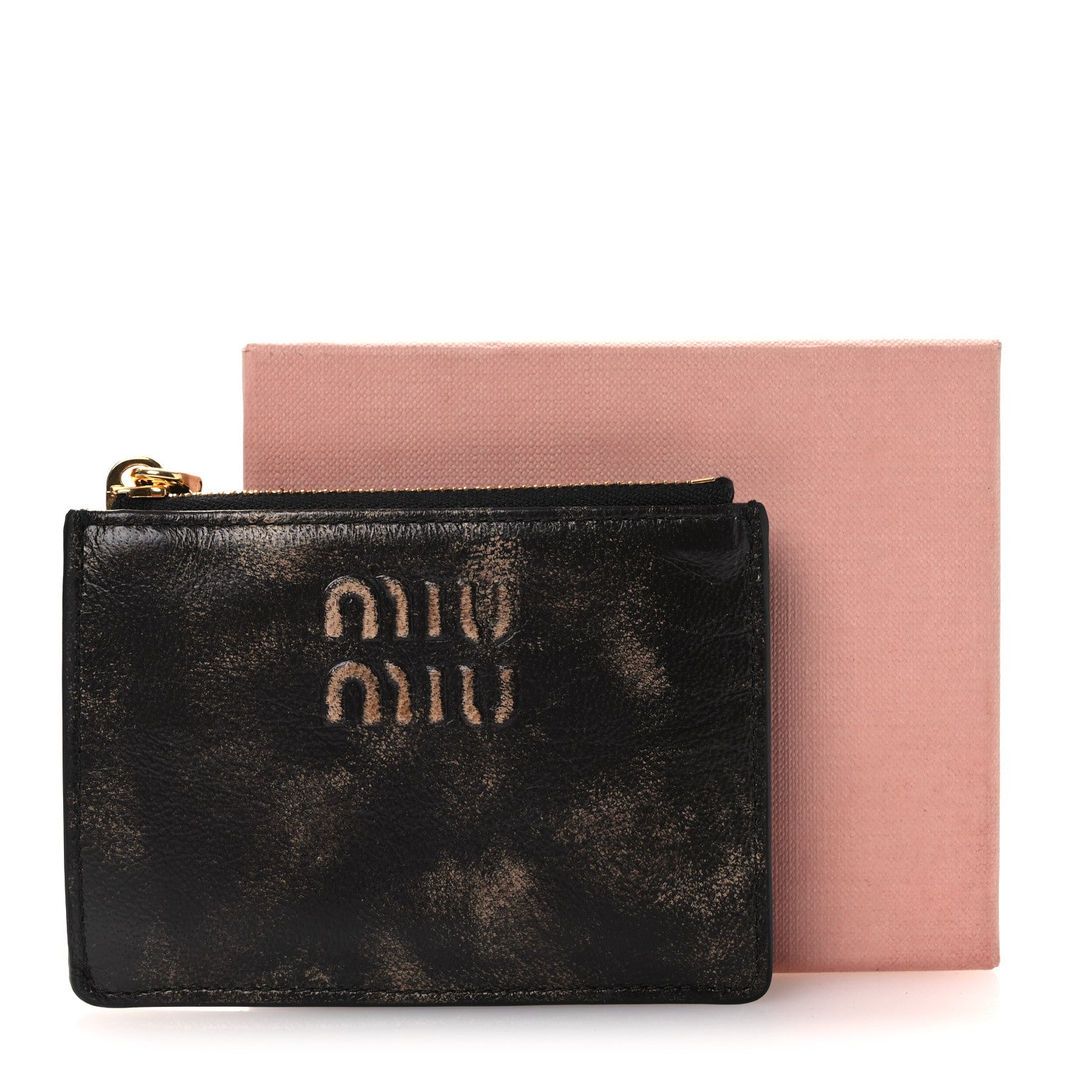 Miu Miu Nappa Old Zip Card Case Cafe 8 of 8