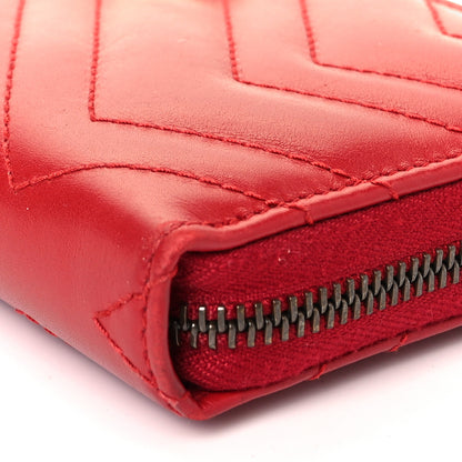 Gucci Calfskin Matelasse GG Marmont Zip Around Wallet Hibiscus Red 8 of 8