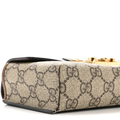 Gucci GG Supreme Monogram Calfskin Mini Padlock Top Handle Shoulder Bag Beige Black Cuir 9 of 12
