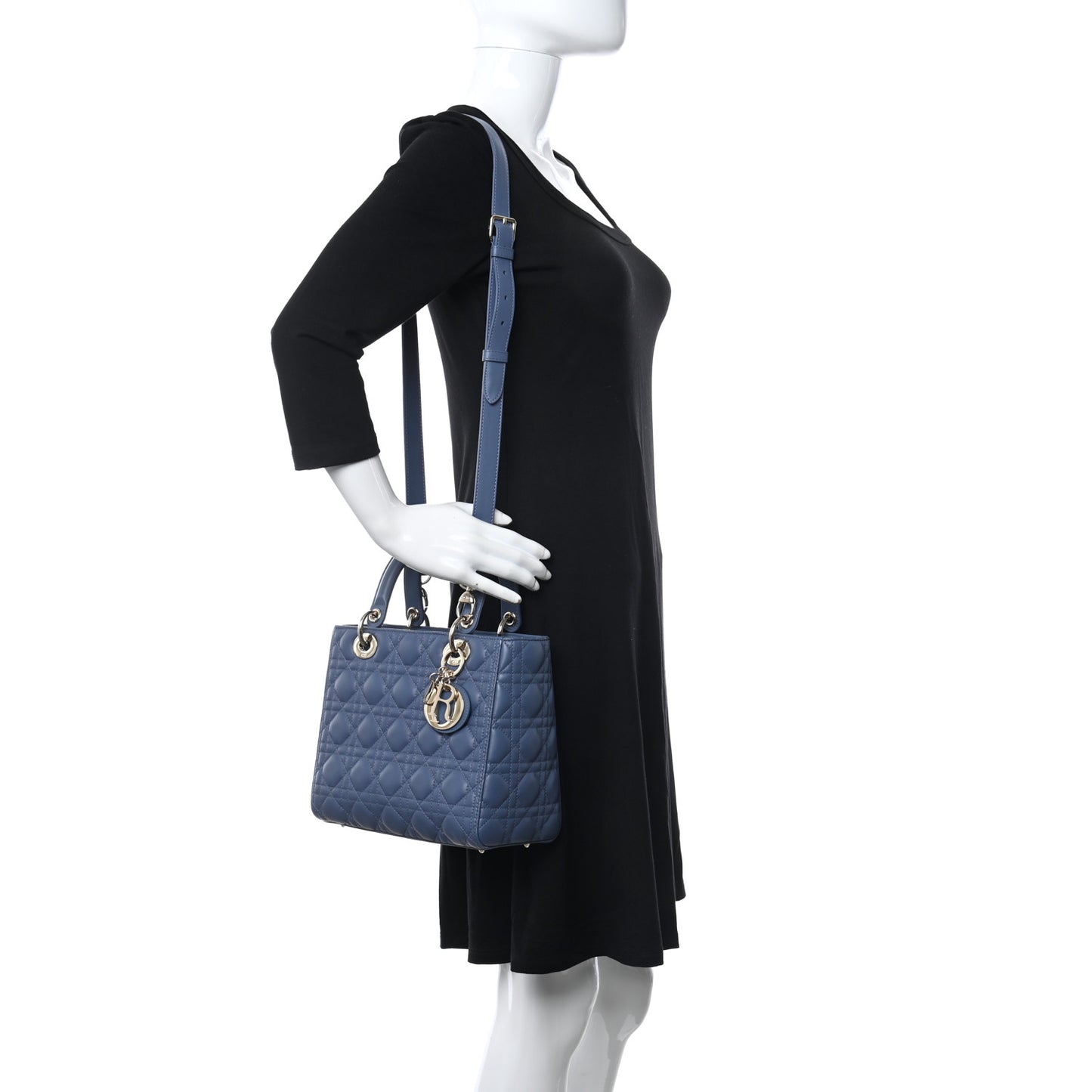 Lambskin Cannage Medium Lady Dior Blue