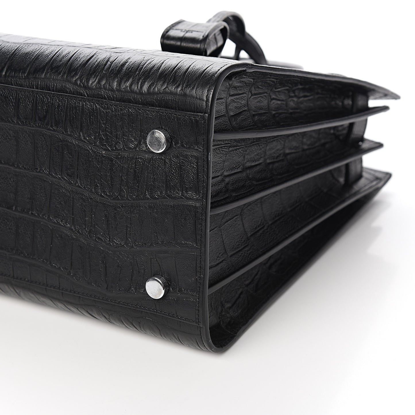 Calfskin Crocodile Embossed Small Sac de Jour Black