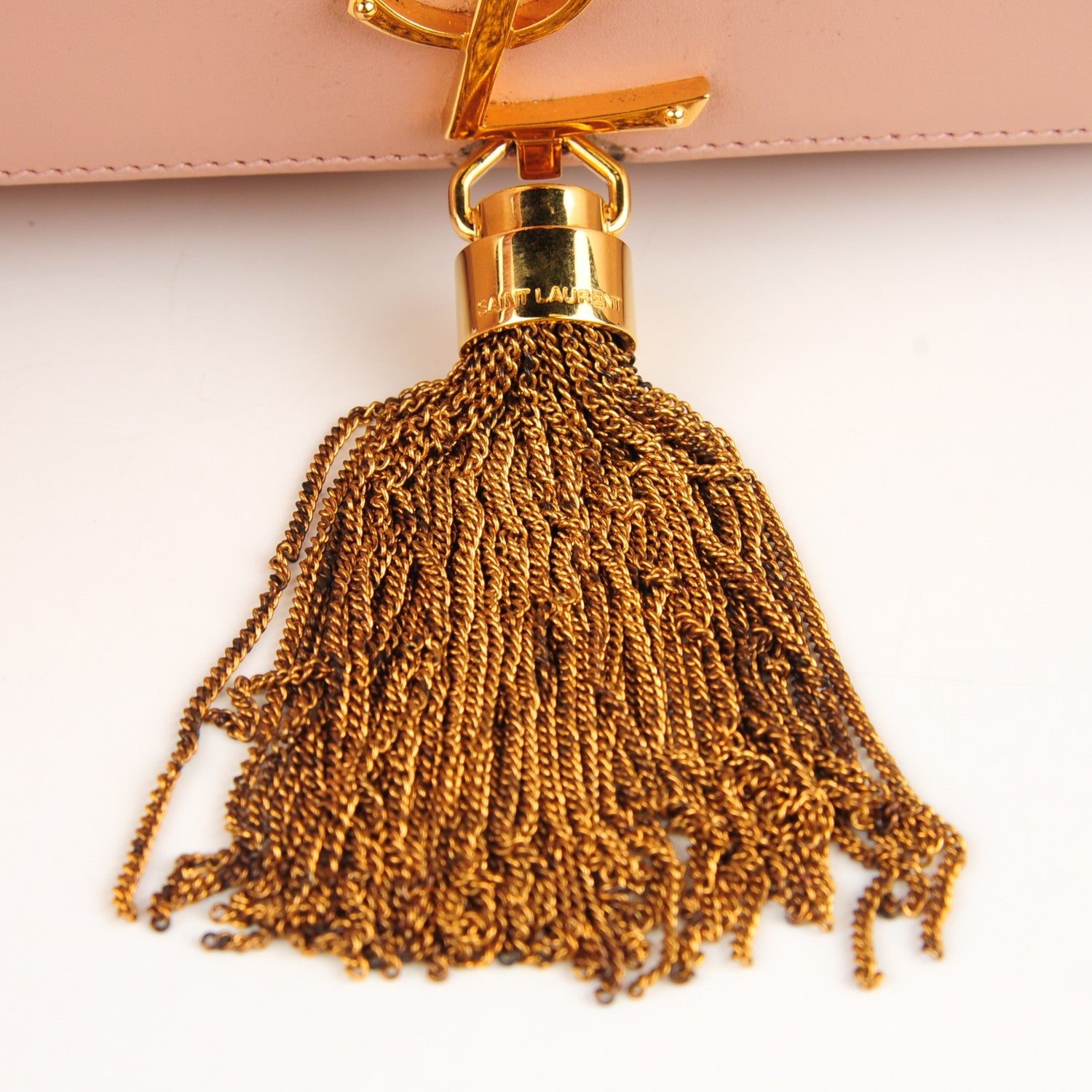 Saint Laurent Calfskin Small Classic Monogram Kate Tassel Satchel Pale Blush 6 of 11