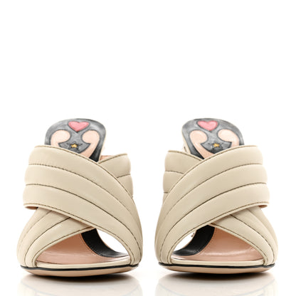 Gucci Malaga Kid Kingsnake Webby Crossover High Heel Slide Sandals 38 Mystic White 2 of 8
