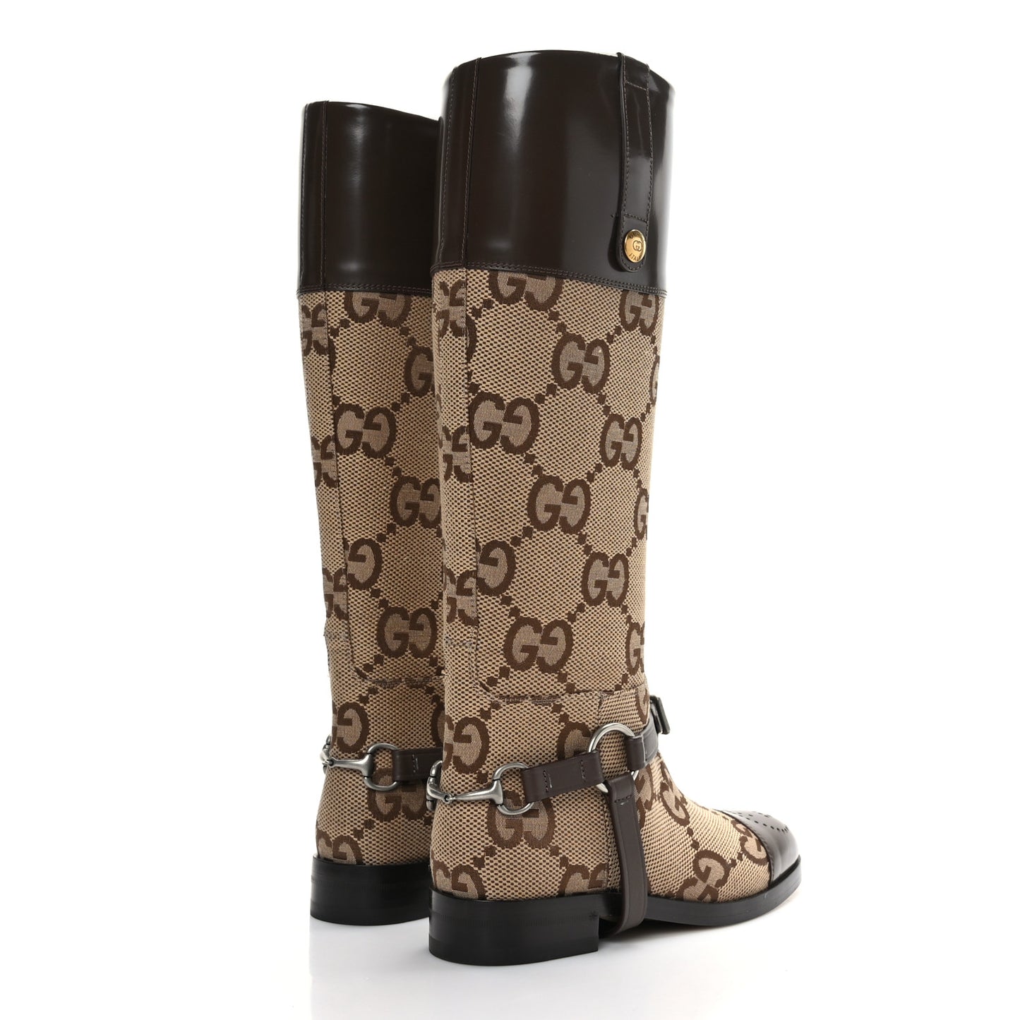 Monogram Jumbo GG Cordovan Lux Zelda Harness Riding Boots 36 Camel Ebony New Acero