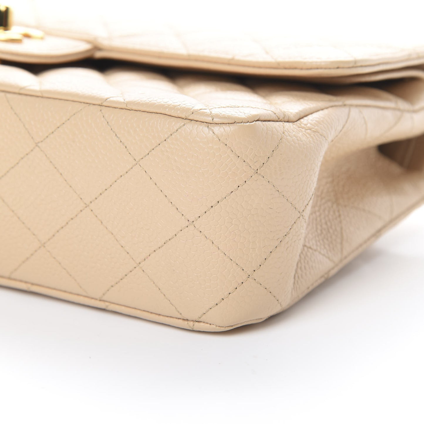 Caviar Quilted Medium Double Flap Beige Clair