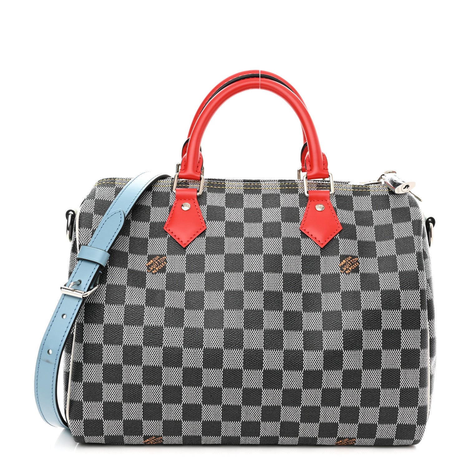 Louis Vuitton Damier Speedy Bandouliere 30 Black White 1 of 10