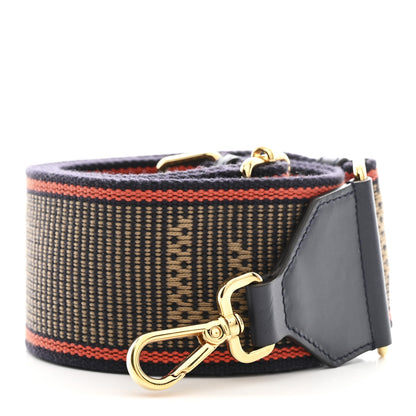 Fendi Cannete Ribbon Poly Vitello King Logo Adjustable Strap You Navy Blue Red 1 of 4