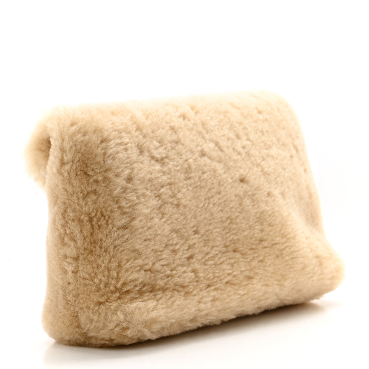 Shearling Quilted Monogram Loulou Puffer Pouch Clutch Natural Beige Brick