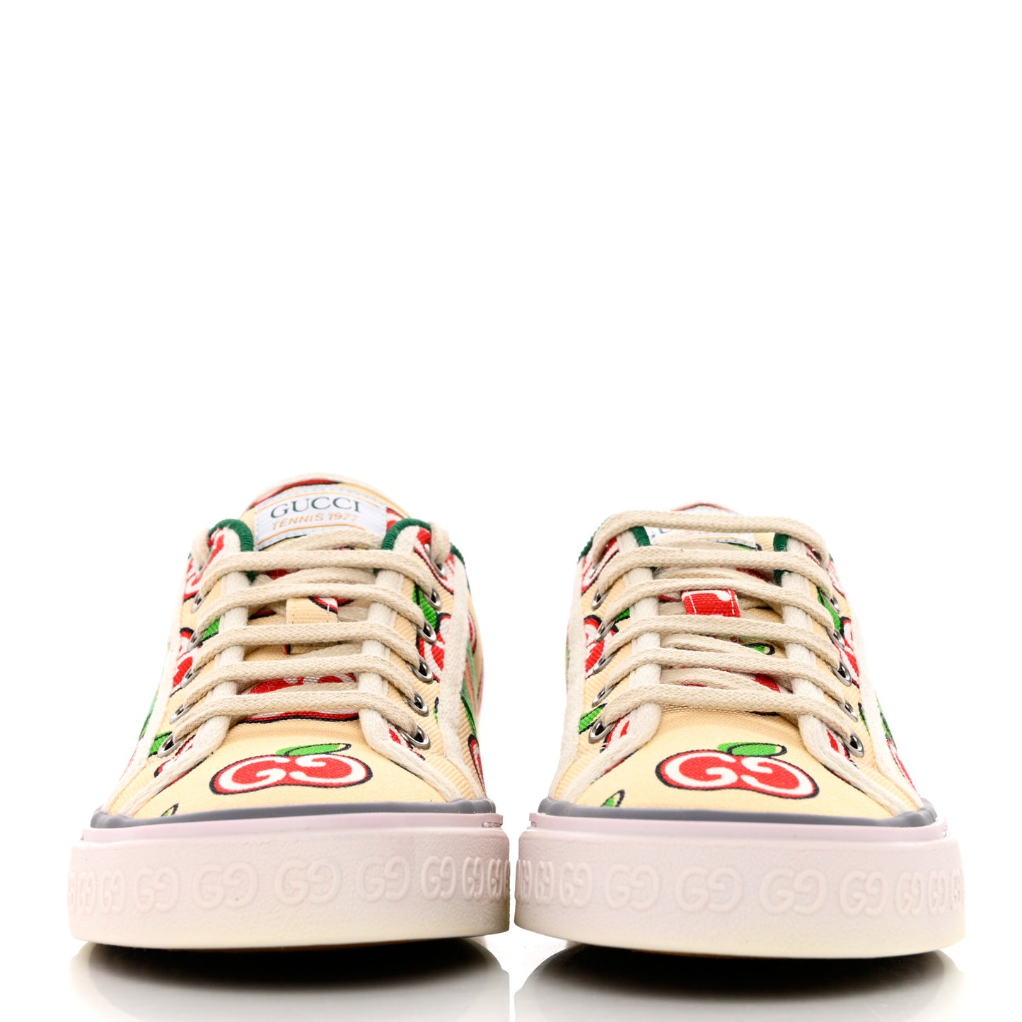 Canvas Web GG Apple Womens 1977 Tennis Sneakers 38 Ivory Red Mystic White New Shamarock