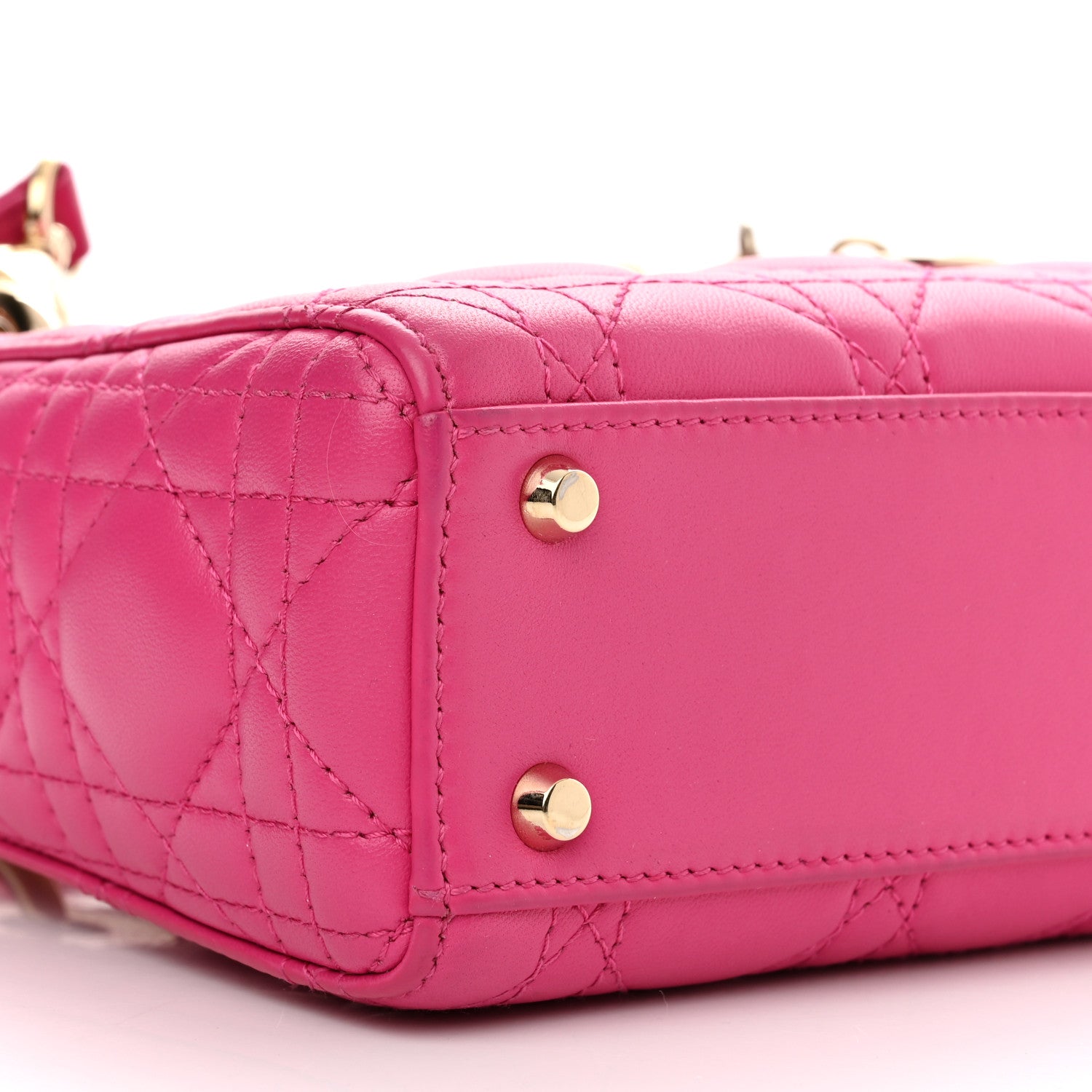 Christian Dior Lambskin Cannage Mini Lady Dior Fuchsia 8 of 10