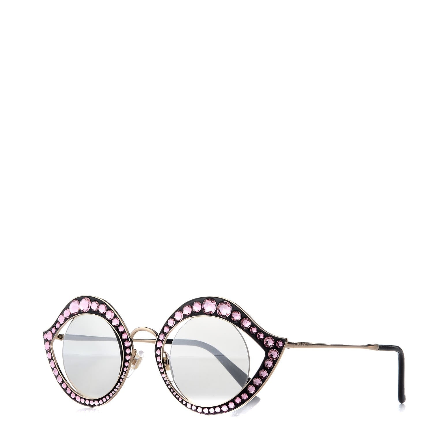 Gucci Metal Crystal Cat Eye Sunglasses GG0046/S Light Pink 1 of 10