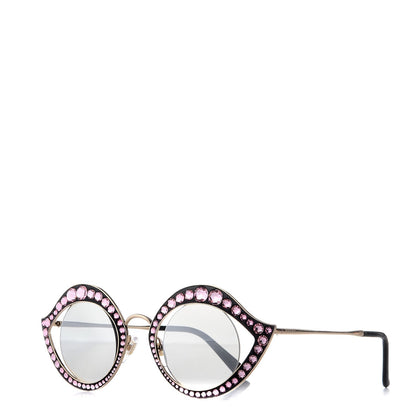 Gucci Metal Crystal Cat Eye Sunglasses GG0046/S Light Pink 1 of 10