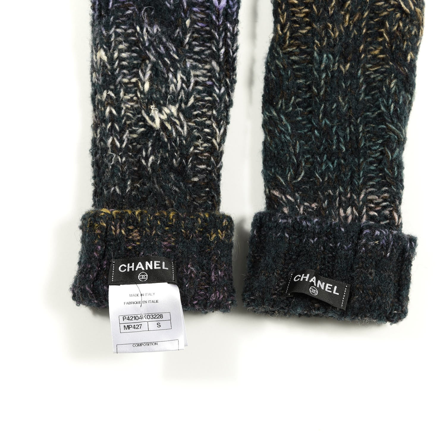 Chanel Cashmere Wool Silk Mohair Fingerless Gloves S Multicolor 4 of 4