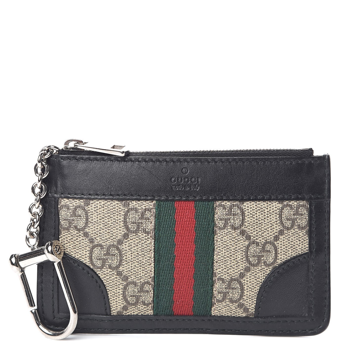 GG Supreme Monogram Web Key Case Black