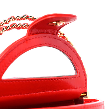 Chanel Patent Calfskin Quilted Top Handle Vanity With Chain Red 10 of 10