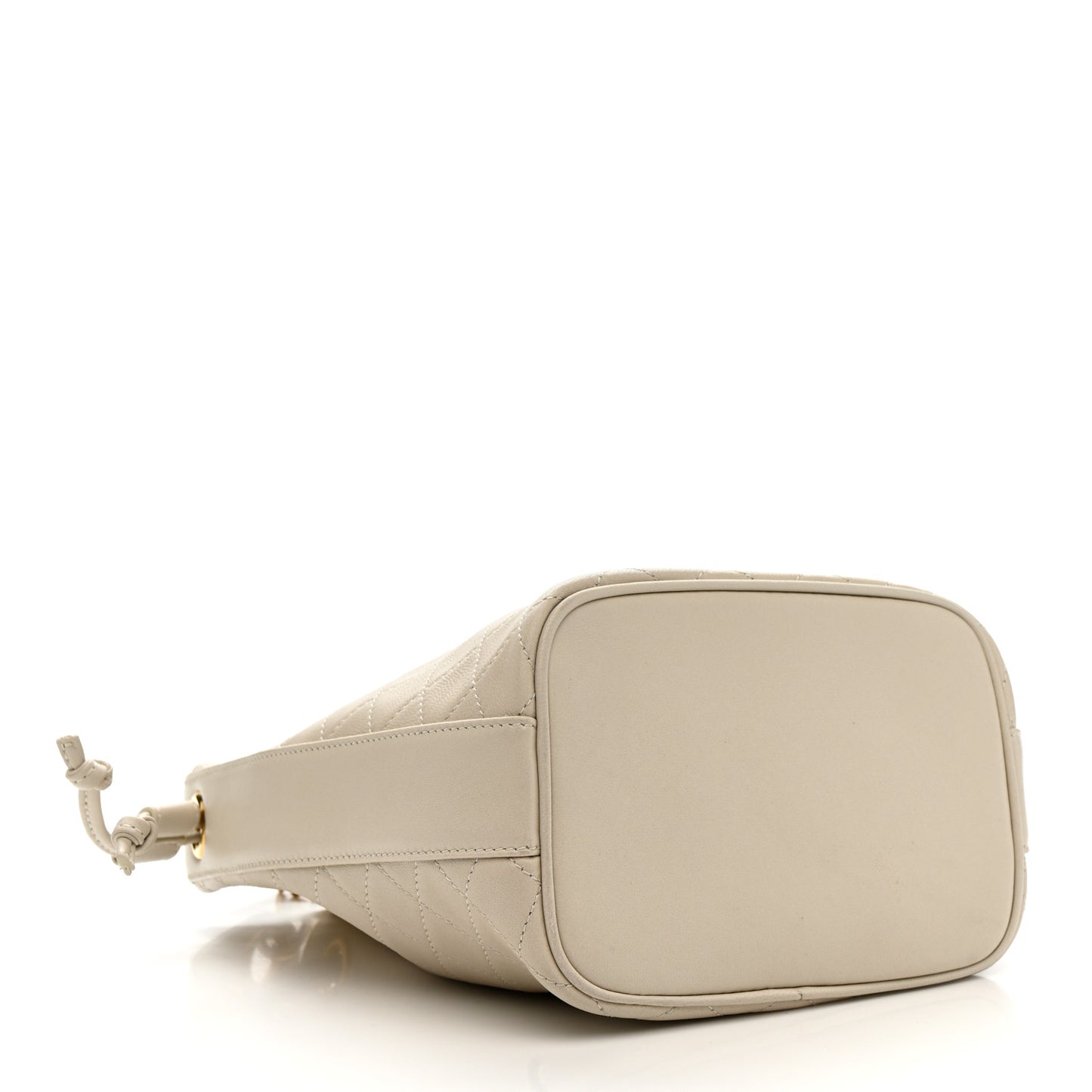 Lambskin Carre Quilted Cassandre Small Bucket Bag Crema Soft