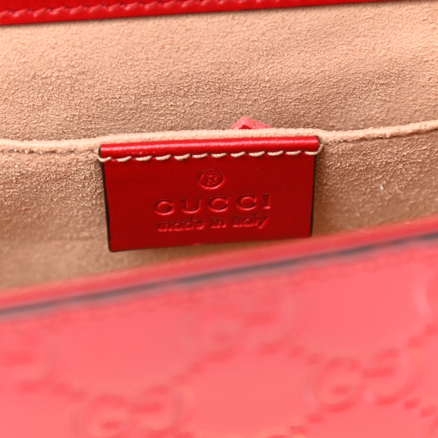 Guccissima Small Padlock Shoulder Bag Hibiscus Red