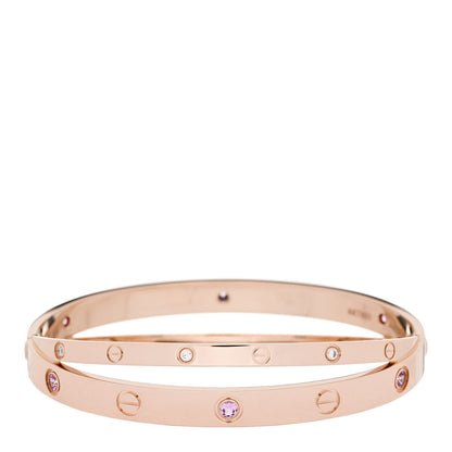 Cartier 18K Pink Gold Diamond Pink Sapphire Double LOVE Bracelet 18 2 of 4