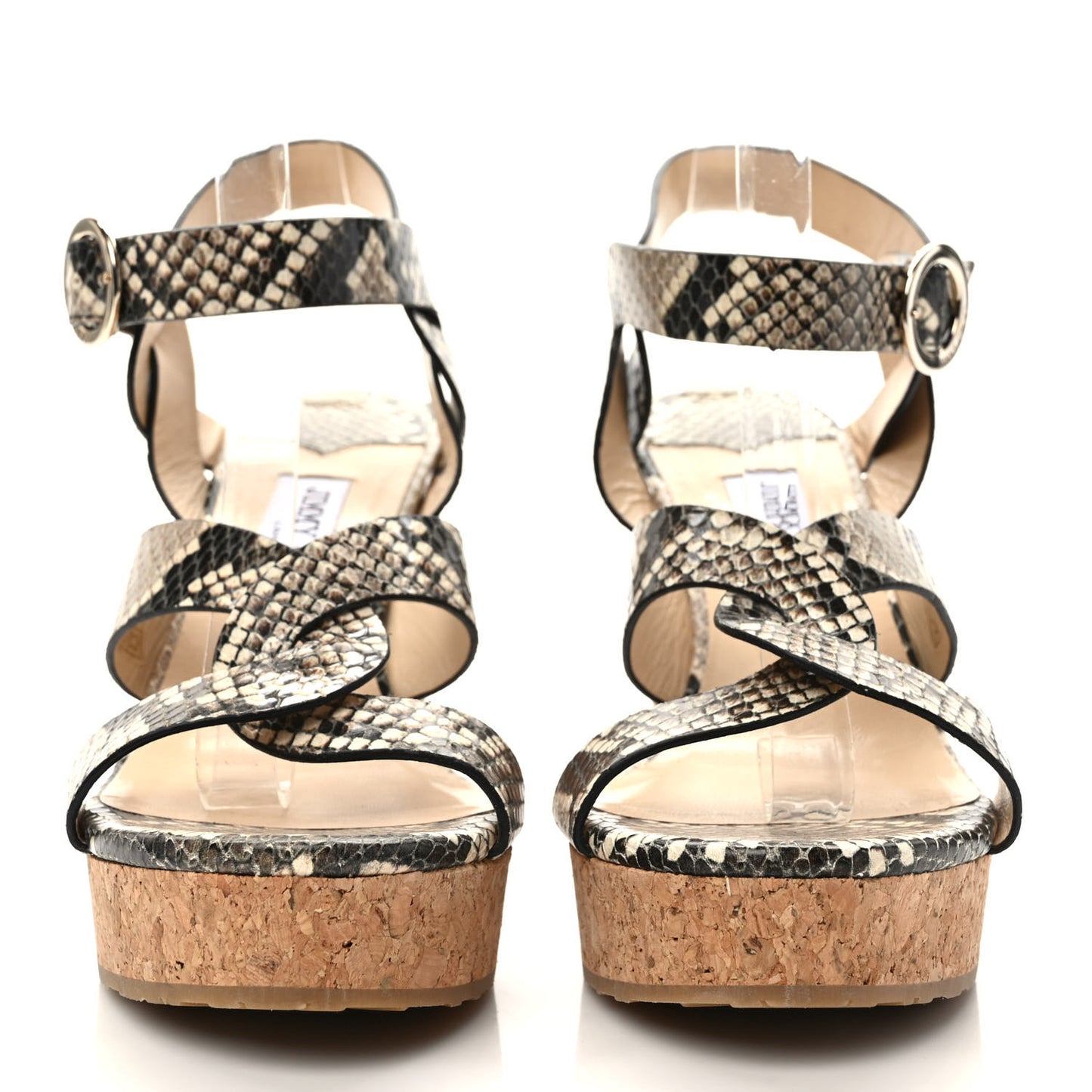 Snakeskin Effect Cork Aleili 100 Wedge Sandals 40