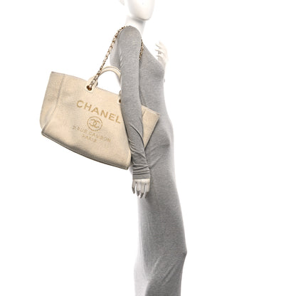 Chanel Canvas Large Deauville Tote White 2 of 10