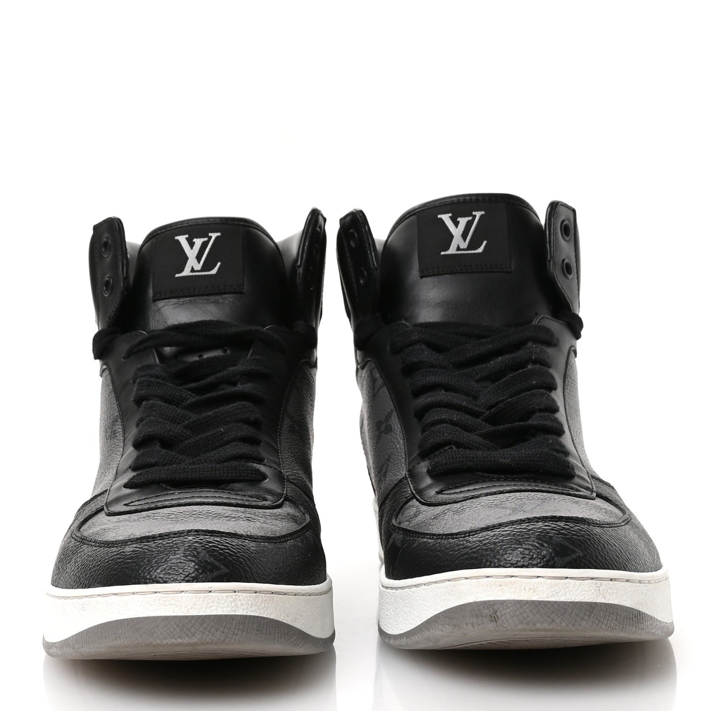Calfskin Monogram Eclipse Mens Rivoli High Top Sneakers 10 Black Grey