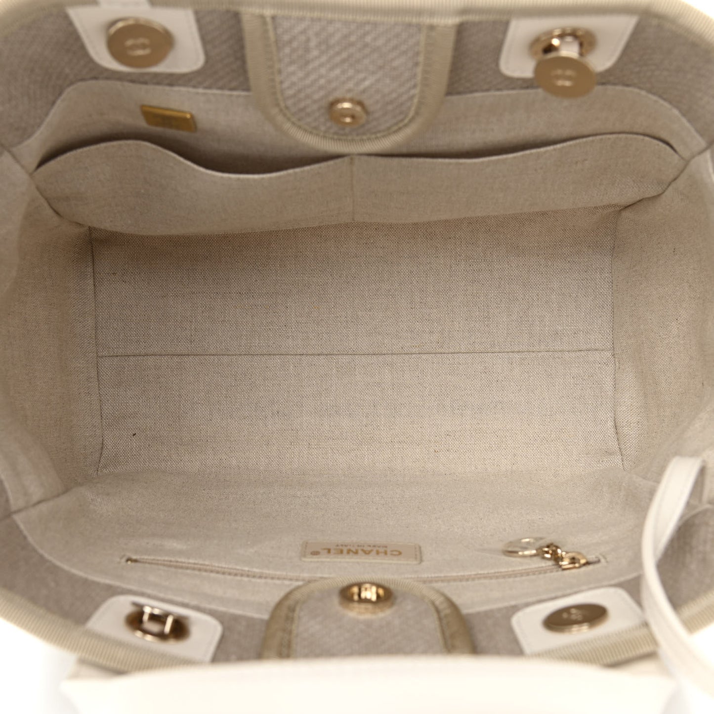 Mixed Fibers Calfskin Small Deauville Tote Light Grey