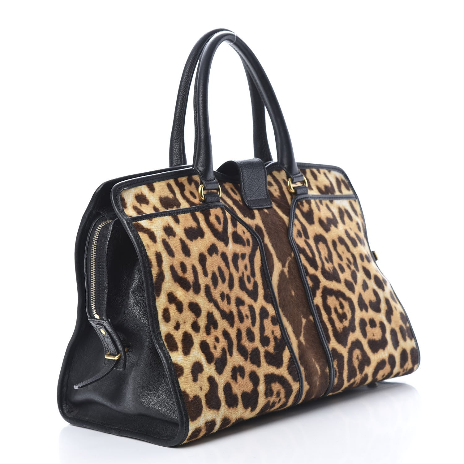 Saint Laurent Pony Hair Calfskin Leopard Print Medium Cabas Chyc Black 3 of 16