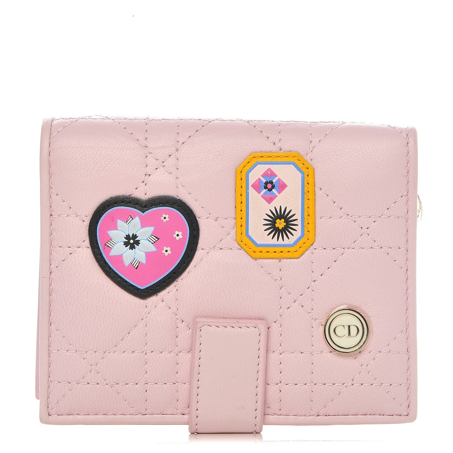Christian Dior Lambskin Cannage Lucky Badge Eden Wallet Pink 1 of 8