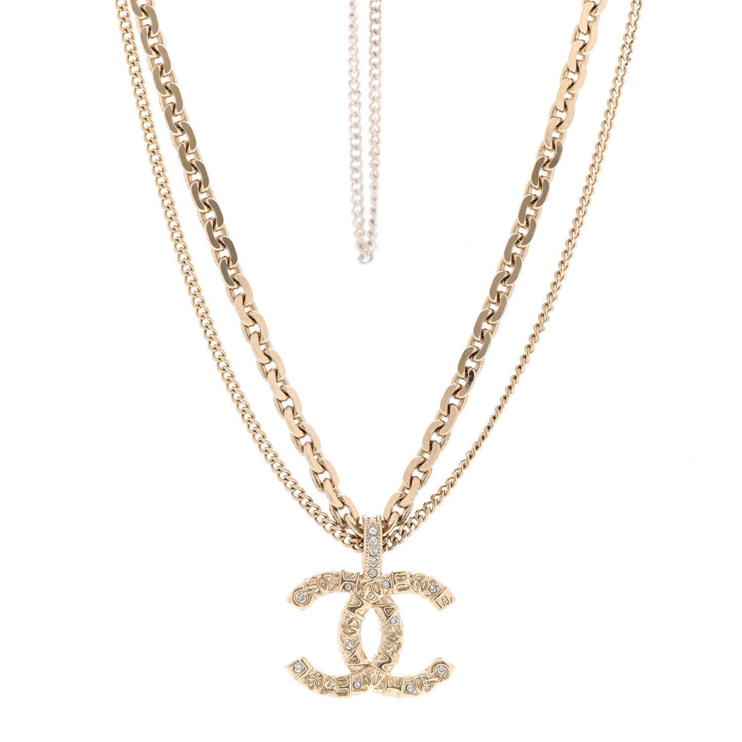 Crystal CC Multi Strand Chain Necklace Gold