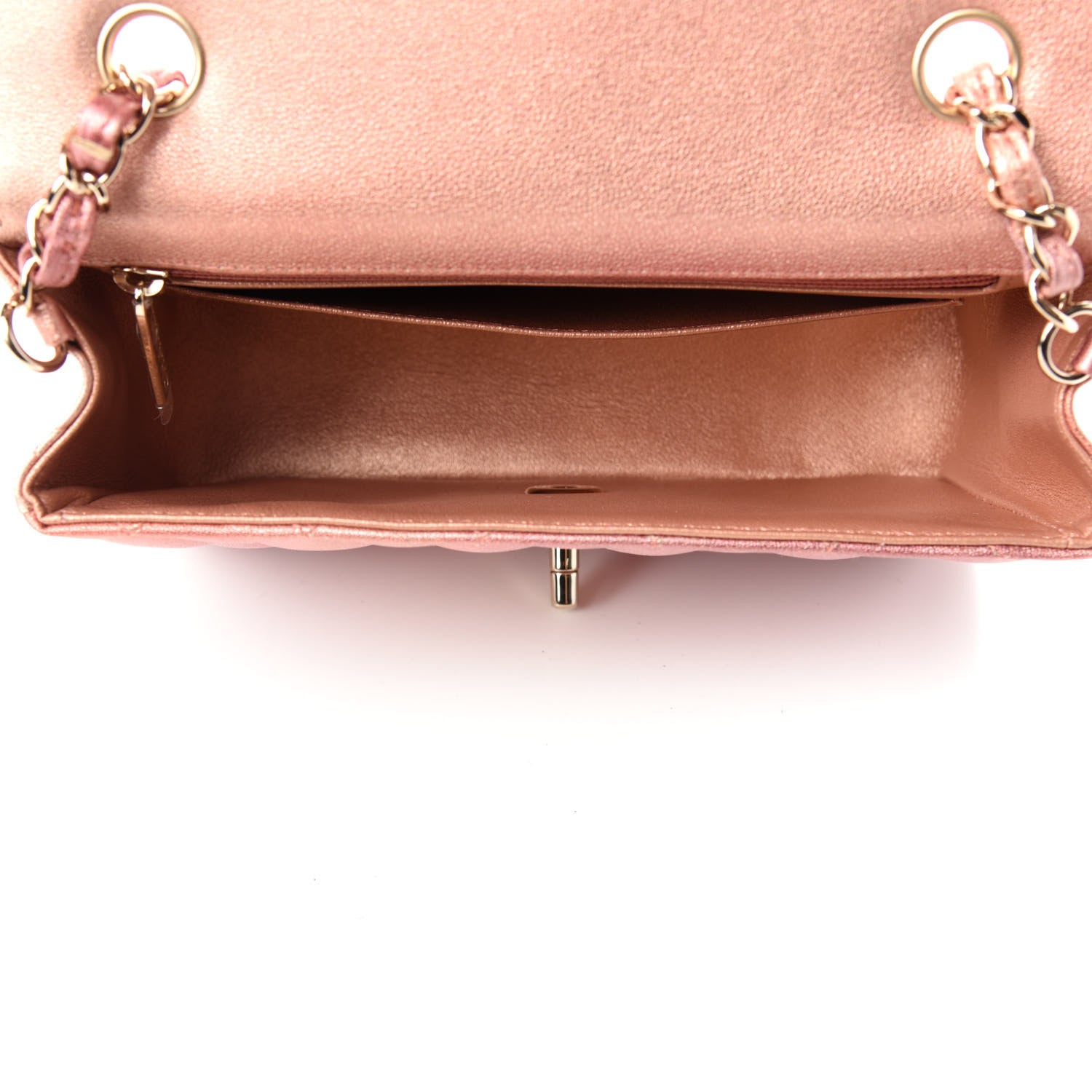 Chanel Metallic Lambskin Quilted Ombre Mini Rectangular Flap Pink 5 of 10