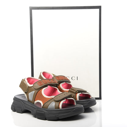 Gucci X SEGA Nappa Mesh Mens Aguru Sandals 9 Black Green Orange 8 of 8